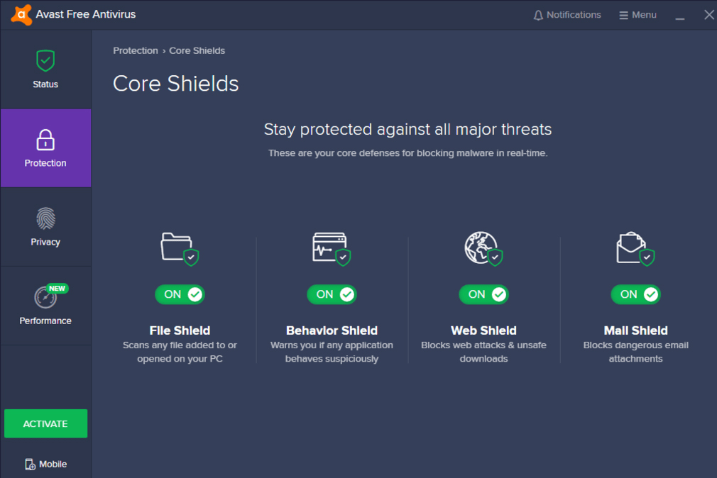 Avast Antivirus Interface