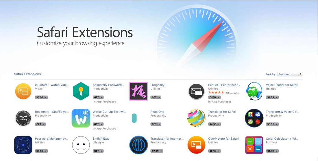 Top Extensions for safari