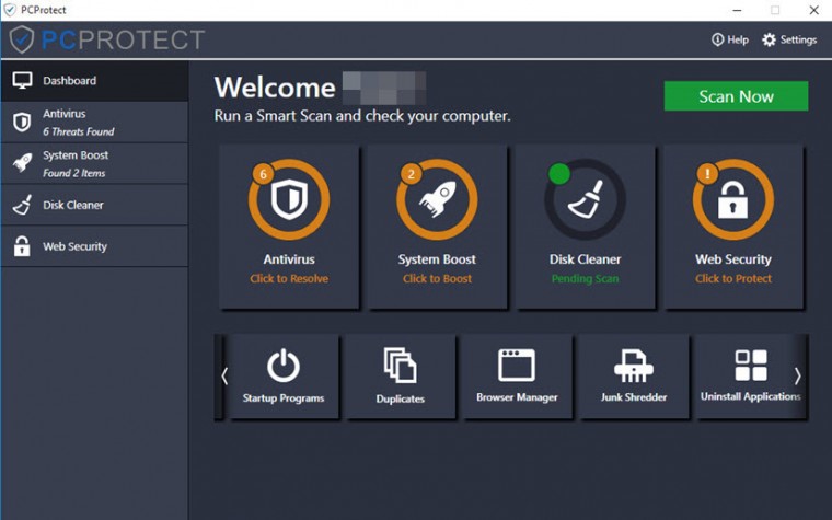 PC Protect User Interface
